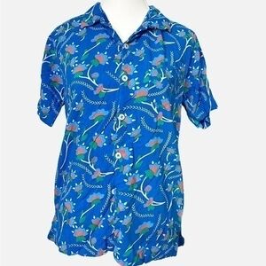 Rowdy Gentlemen Vintage 1990s Hawaiian Abstract Pop Art Floral Artwork Shirt